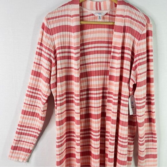 NWT Time and Tru Ribbed Striped Duster Sweater Cardigan (Pink) - XXL (20) - Picture 6 of 11